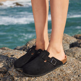 Cyrus Black Soft Footbed Clogs