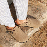 Cyrus Taupe Soft Footbed Clogs