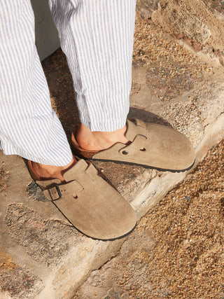 Cyrus Taupe Soft Footbed Clogs