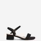 Carlie Wide Fit Black Faux Suede Low Heels