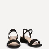 Carlie Wide Fit Black Faux Suede Low Heels
