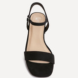 Carlie Wide Fit Black Faux Suede Low Heels