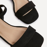 Carlie Wide Fit Black Faux Suede Low Heels