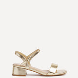 Carlie Wide Fit Gold Faux Leather Low Heels