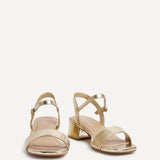Carlie Wide Fit Gold Faux Leather Low Heels