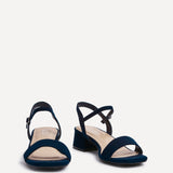 Carlie Wide Fit Navy Faux Suede Low Heels