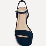 Carlie Wide Fit Navy Faux Suede Low Heels