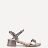 Carlie Wide Fit Pewter Faux Leather Low Heels