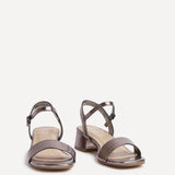 Carlie Wide Fit Pewter Faux Leather Low Heels