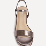 Carlie Wide Fit Pewter Faux Leather Low Heels