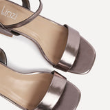 Carlie Wide Fit Pewter Faux Leather Low Heels