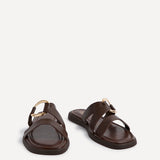 Cassandra Brown Double Strap Sandals