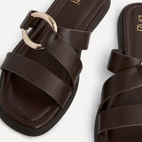 Cassandra Brown Double Strap Sandals