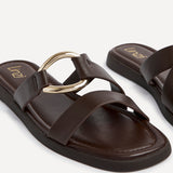 Cassandra Brown Double Strap Sandals