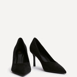 Classic Black Faux Suede Court Heels
