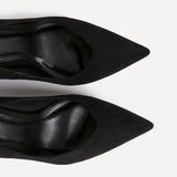 Classic Black Faux Suede Court Heels