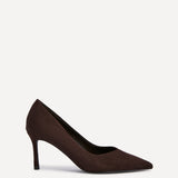Classic Brown Faux Suede Court Heels