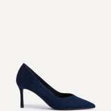 Classic Navy Faux Suede Court Heels