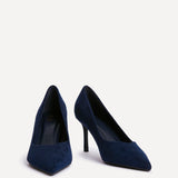 Classic Navy Faux Suede Court Heels