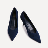 Classic Navy Faux Suede Court Heels