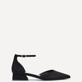 Dahlia Black Faux Suede Low Court Heels