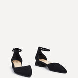 Dahlia Black Faux Suede Low Court Heels