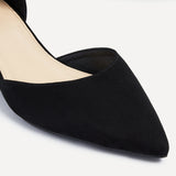 Dahlia Black Faux Suede Low Court Heels
