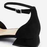Dahlia Black Faux Suede Low Court Heels