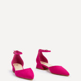 Dahlia Fuchsia Faux Suede Low Court Heels