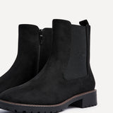 Dalston Black Faux Suede Chelsea Boots