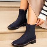Dalston Navy Faux Suede Chelsea Boots