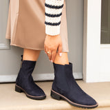 Dalston Navy Faux Suede Chelsea Boots