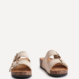 Darby Beige Double Buckle Sandals