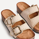 Darby Beige Double Buckle Sandals