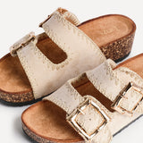 Darby Beige Double Buckle Sandals
