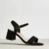 Darcie Black Faux Suede Heeled Sandals