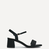 Darcie Black Faux Suede Heeled Sandals