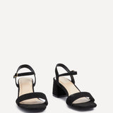 Darcie Black Faux Suede Heeled Sandals