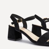 Darcie Black Faux Suede Heeled Sandals