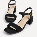 Darcie Black Faux Suede Heeled Sandals