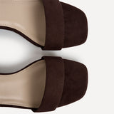 Darcie Brown Faux Suede Heeled Sandals
