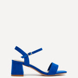 Darcie Blue Faux Suede Heeled Sandals