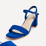Darcie Blue Faux Suede Heeled Sandals