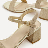 Darcie Gold Glitter Heeled Sandals
