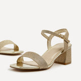 Darcie Gold Glitter Heeled Sandals