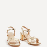 Darcie Gold Faux Leather Heeled Sandals