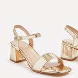 Darcie Gold Faux Leather Heeled Sandals