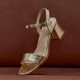 Darcie Gold Faux Leather Heeled Sandals