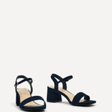 Darcie Navy Faux Suede Heeled Sandals