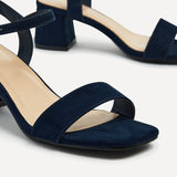 Darcie Navy Faux Suede Heeled Sandals